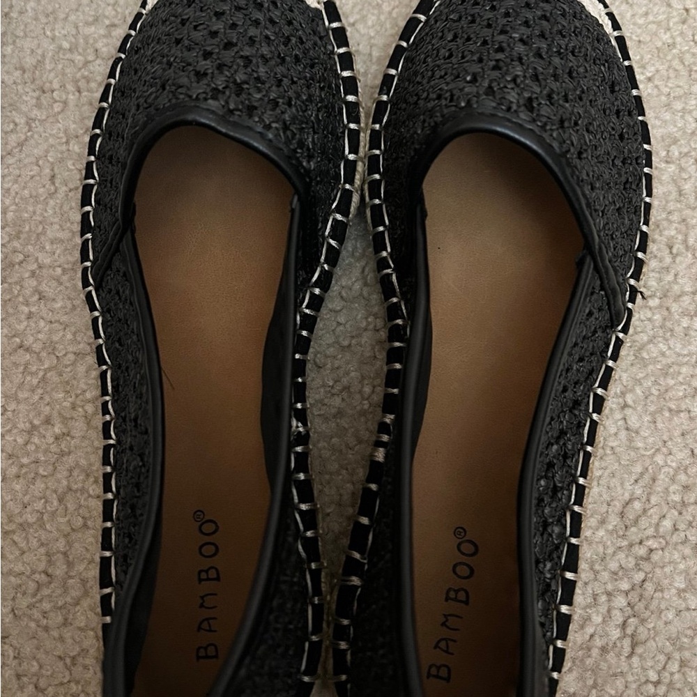 Bamboo Women's Black Woven Flats